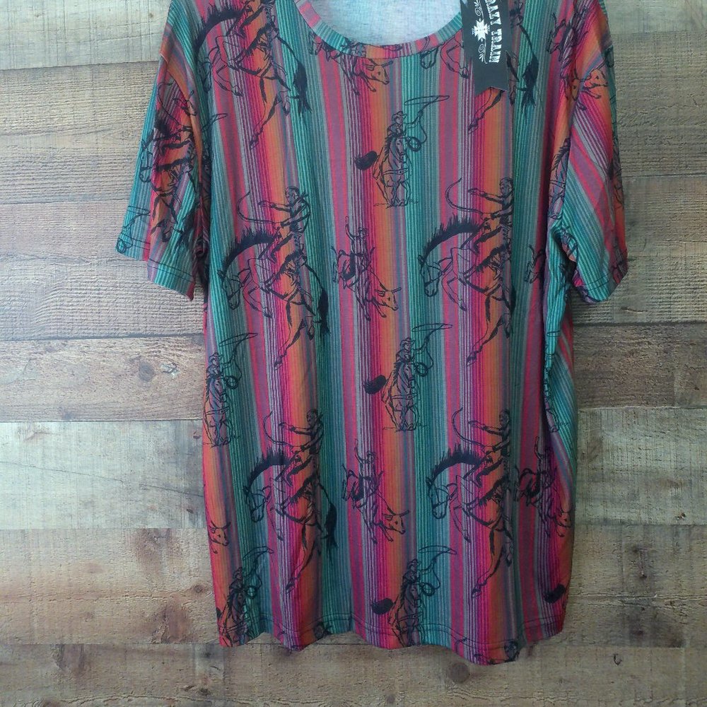 crazy train cowboy shirt NWT